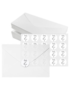 100 Sobres Transparentes 12.7x8.9cm AZLLRNYE + Etiquetas Boda