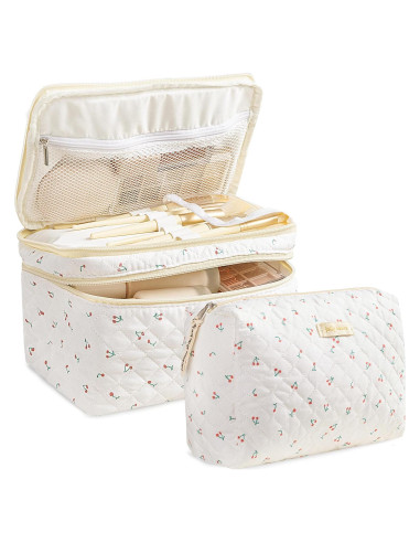 Bolsa de Maquillaje HBselect 2 Piezas Algodón Grande Rosa