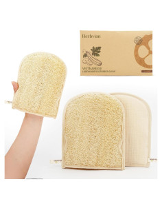 Guantes de Lufa Natural Herbvian Premium - Exfoliantes para Ducha