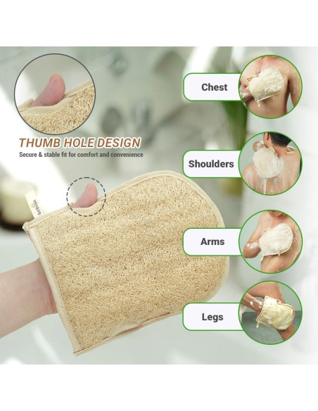 Guantes de Lufa Natural Herbvian Premium - Exfoliantes para Ducha