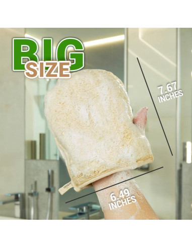Guantes de Lufa Natural Herbvian Premium - Exfoliantes para Ducha