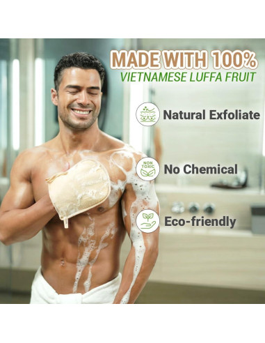 Guantes de Lufa Natural Herbvian Premium - Exfoliantes para Ducha