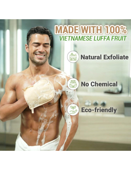 Guantes de Lufa Natural Herbvian Premium - Exfoliantes para Ducha