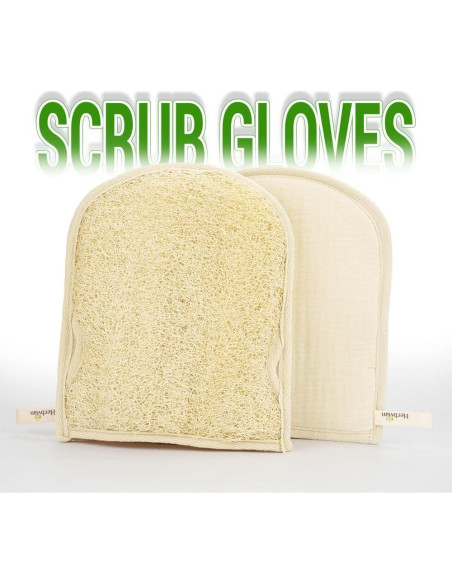 Guantes de Lufa Natural Herbvian Premium - Exfoliantes para Ducha