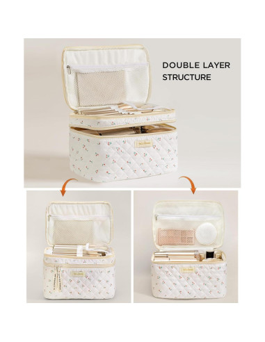 Bolsa de Maquillaje HBselect 2 Piezas Algodón Grande Rosa