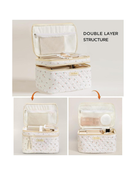 Bolsa de Maquillaje HBselect 2 Piezas Algodón Grande Rosa