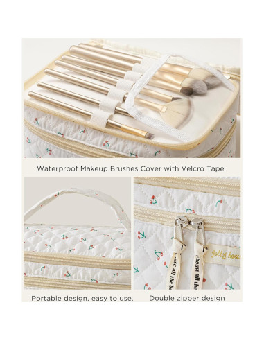 Bolsa de Maquillaje HBselect 2 Piezas Algodón Grande Rosa