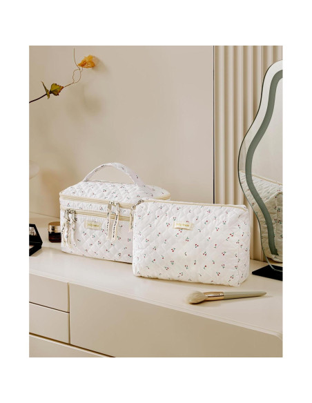 Bolsa de Maquillaje HBselect 2 Piezas Algodón Grande Rosa