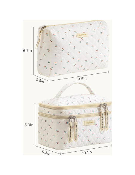 Bolsa de Maquillaje HBselect 2 Piezas Algodón Grande Rosa