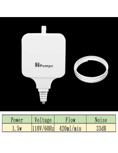 Mini Bomba de Aire Hpumps para Acuario 1.5W hasta 56.78L 2