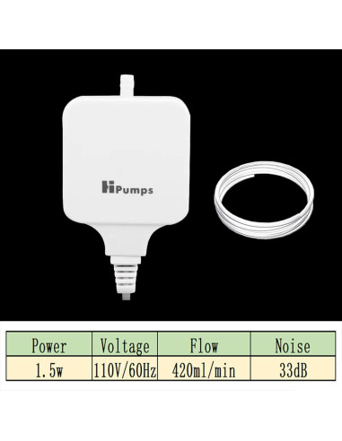 Mini Bomba de Aire Hpumps para Acuario 1.5W hasta 56.78L