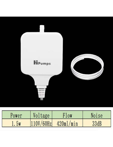 Mini Bomba de Aire Hpumps para Acuario 1.5W hasta 56.78L