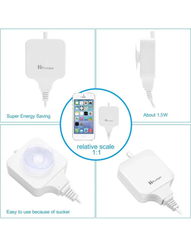 Mini Bomba de Aire Hpumps para Acuario 1.5W hasta 56.78L