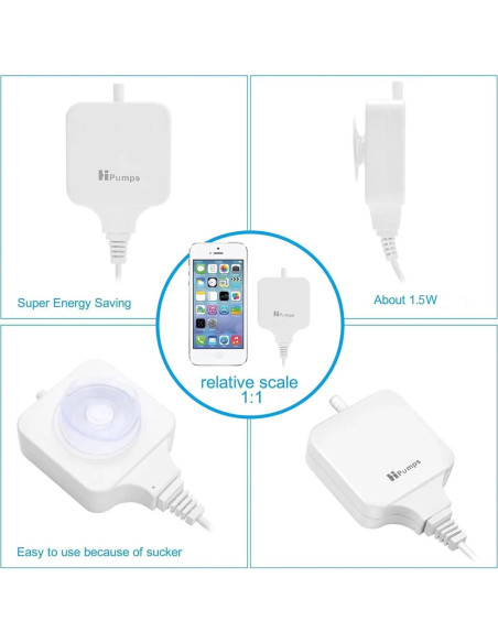 Mini Bomba de Aire Hpumps para Acuario 1.5W hasta 56.78L