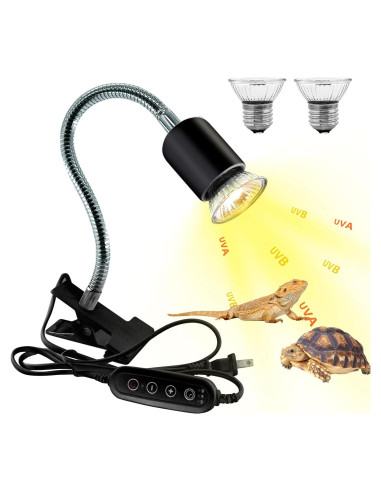 Lámpara de Calor UVA UVB para Reptiles WaazoRep con Temporizador