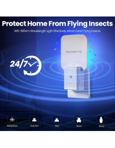 Trampa para Moscas Interior WAYSLA 2 en 1 con Luz Nocturna 2