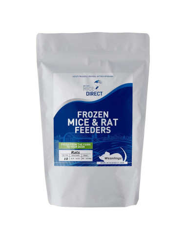10 Ratas Destetadas Congeladas MiceDirect para Reptiles 8.9-11.4 cm