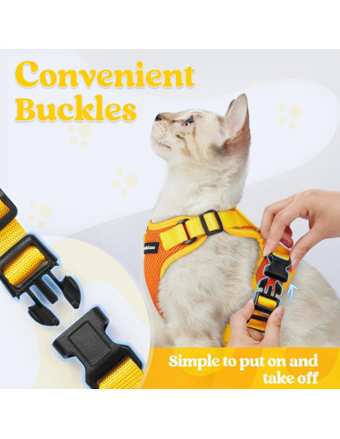 Arnés y Correa para Gatos Rabbitgoo XS Naranja y Amarillo