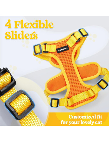 Arnés y Correa para Gatos Rabbitgoo XS Naranja y Amarillo