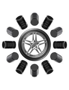 12 Tapones de Válvula de Neumático BFXM Universales Negros