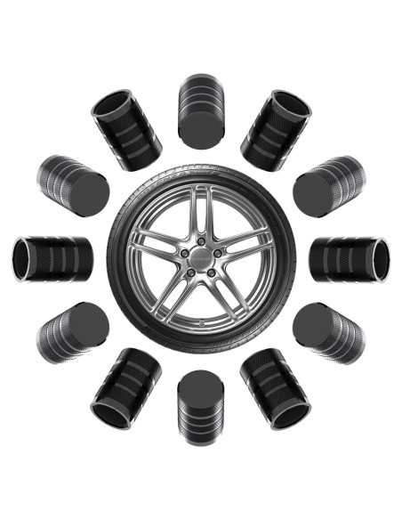 12 Tapones de Válvula de Neumático BFXM Universales Negros