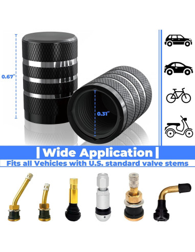 12 Tapones de Válvula de Neumático BFXM Universales Negros
