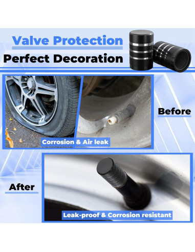 12 Tapones de Válvula de Neumático BFXM Universales Negros