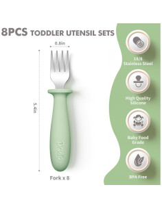 Set de 8 Tenedores para Niños DRKIO con Mango de Silicona 2