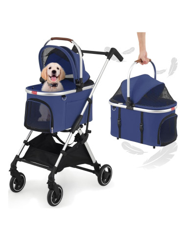 Carrito para Mascotas MIRAMINGLE 3-en-1 Plegable Rosa