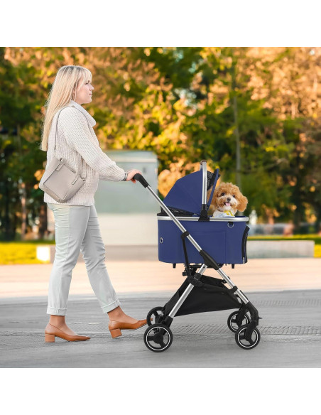 Carrito para Mascotas MIRAMINGLE 3-en-1 Plegable Rosa