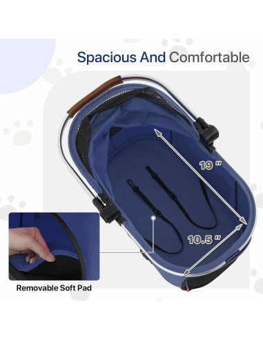 Carrito para Mascotas MIRAMINGLE 3-en-1 Plegable Rosa