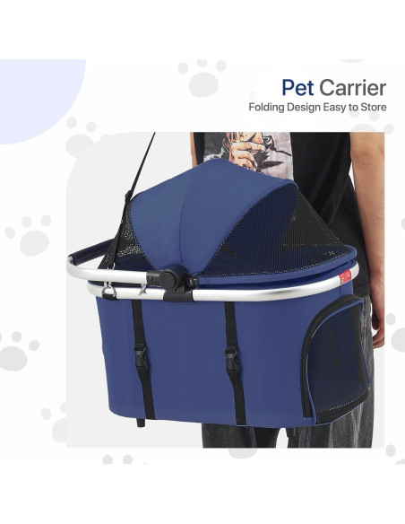 Carrito para Mascotas MIRAMINGLE 3-en-1 Plegable Rosa