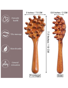 Herramienta de Masaje Gua Sha OULIGET - Peine de Sándalo 2.54cm 2