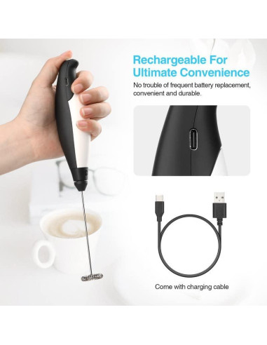 Batidor de Leche Eléctrico Mafiti 500ml Acero Inoxidable