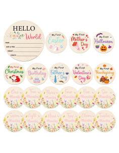 Carteles de Hitos Mensuales de Madera 11PCS para Bebés