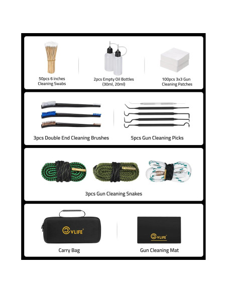 Kit de limpieza de armas CVLIFE con alfombrilla y suministros
