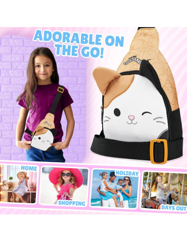 Bolso Cruzado Squishmallows Gato Kawaii 22x15x7 cm