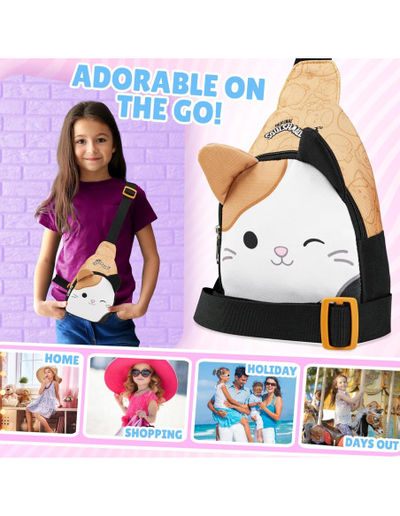 Bolso Cruzado Squishmallows Gato Kawaii 22x15x7 cm