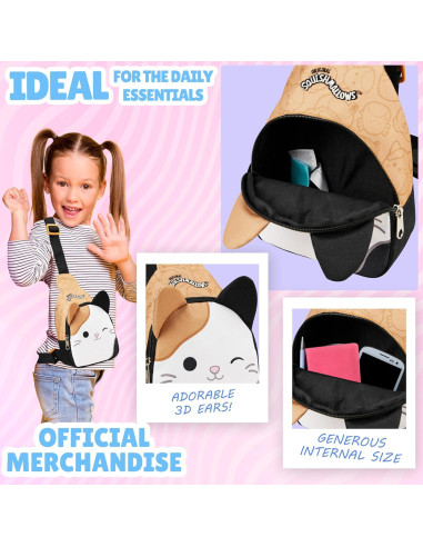 Bolso Cruzado Squishmallows Gato Kawaii 22x15x7 cm