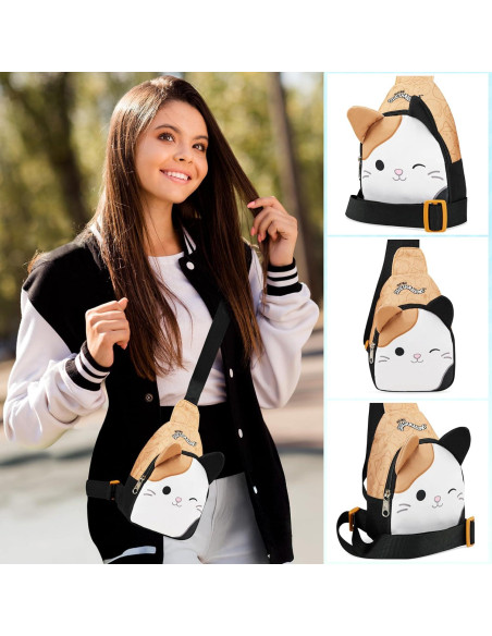 Bolso Cruzado Squishmallows Gato Kawaii 22x15x7 cm