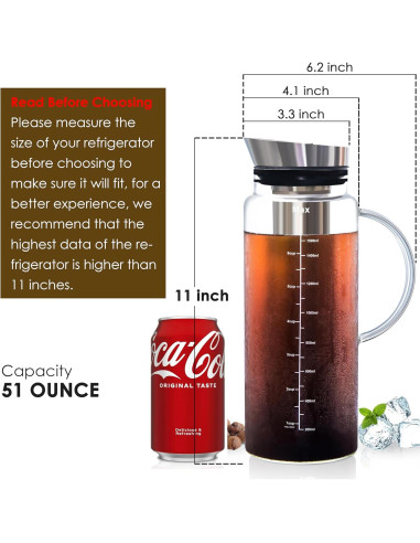 Cafetera Cold Brew Aquach 1515ml con Jarra de Vidrio y Filtro