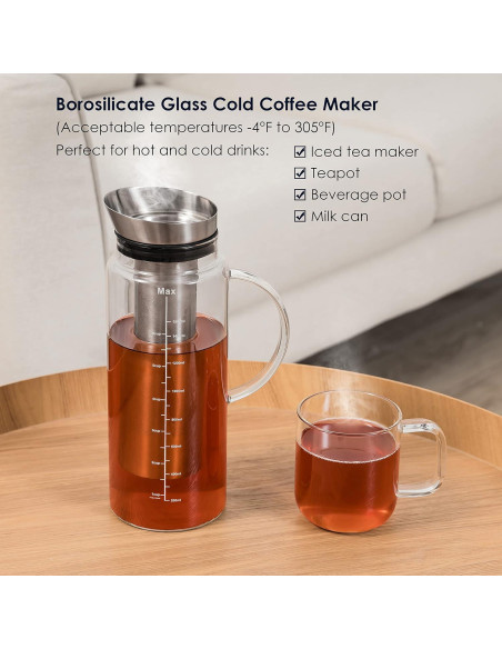Cafetera Cold Brew Aquach 1515ml con Jarra de Vidrio y Filtro