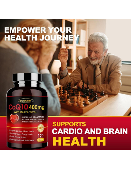 ZEBORA CoQ10 400mg con Resveratrol y Vitamina E - 120 Cápsulas