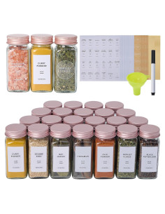 Set de 48 Tarros de Especias de Vidrio Fiwence 4oz con Etiquetas