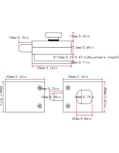 Cerradura de Pestillo de Vidrio WANLIAN Abatible 6-12mm 2