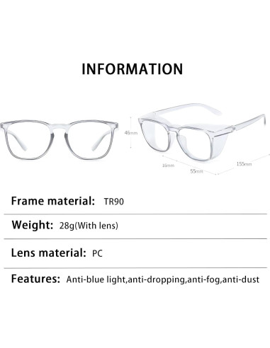 Gafas de Seguridad Miopía HD-Claro - Protección Ocular - -1.0D