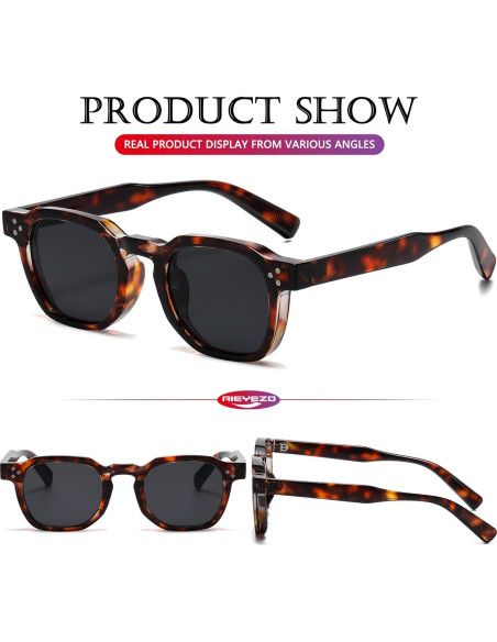 Gafas de Sol Retro AIEYEZO Unisex Cuadradas UV400 Carey/Grey