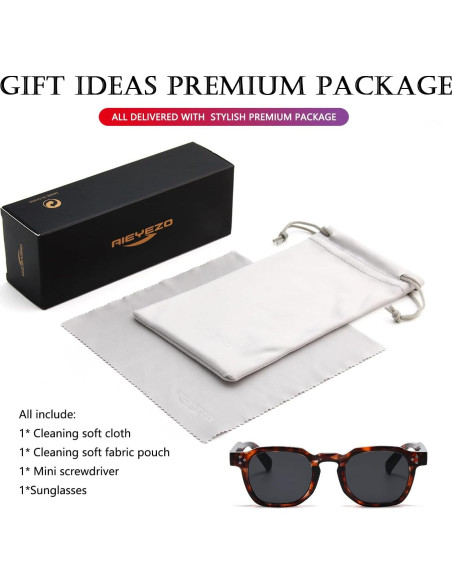 Gafas de Sol Retro AIEYEZO Unisex Cuadradas UV400 Carey/Grey