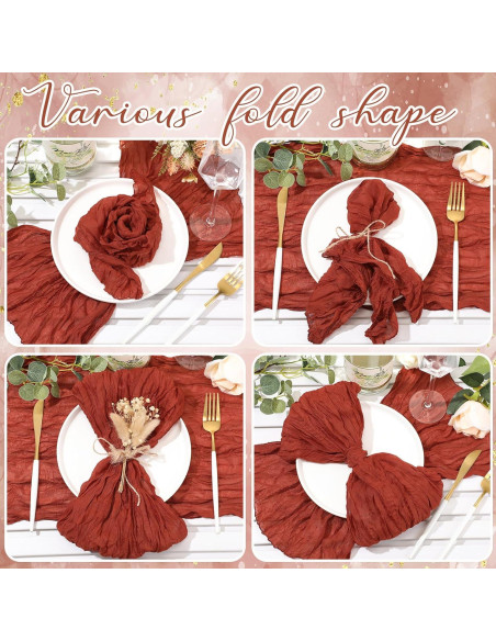 50 Servilletas de Gasa Algodón Mixweer 50x50 cm Terracota