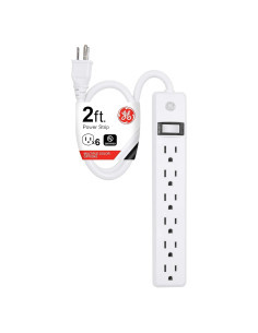 Regleta de 6 Salidas GE 2 Pies con Protección y Montaje en Pared
